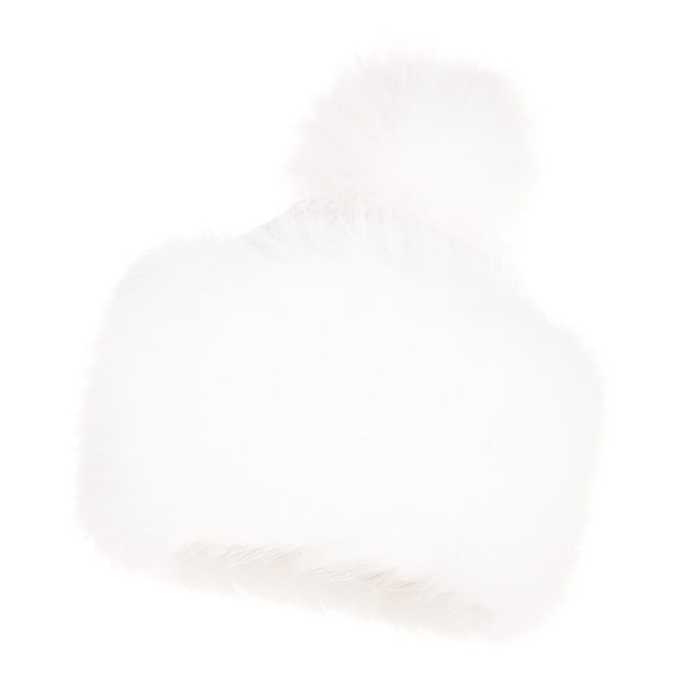 2491 Classic Pom Hat - Faux Fur Trim Hats - Warm Winter Cap S, White